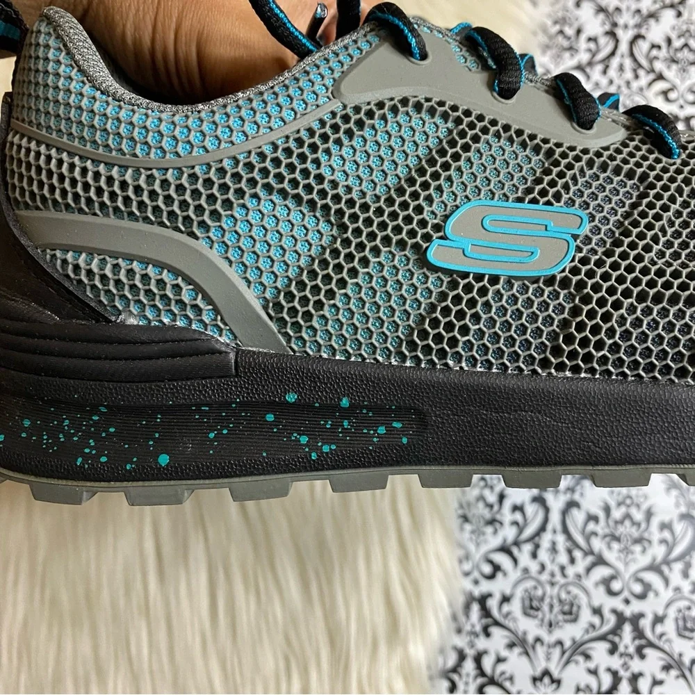 Skechers : size 8 : blue, black & grey ‘bulkin-lyndale’ steel-toe work sneakers